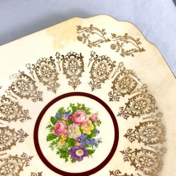 22 KT Gold Cake Serving Plate Cake Server & Dessert Plate by Royal China Warrant - Picture 15 of 16